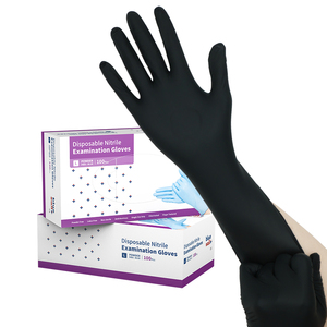 Gestructureerde nitril handschoenen, latexvrij, medisch onderzoek, zwart, wegwerpbaar, poedervrij, 4mil nitril handschoenen voor ziekenhuizen - Product Image 1