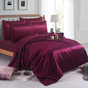 Vendita calda Set di biancheria da letto in raso di seta intrecciata 6 pezzi federa e lenzuolo copripiumino Set per la casa - Product Image 3