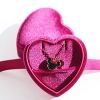 Maßgefertigte Herzförmige Schmuckbox aus Samt in Rosa und Grün, Schlichte Exquisite Cord-Ringbox für Paare und Anhänger