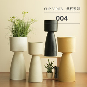 Pot de fleurs moderne et simple de type coupelle à pied haut pour la décoration de salon, centre commercial, ou jardin potager (<span class=keywords><strong>Tuba</strong></span>) - Product Image 1