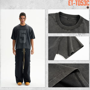 Style de mode chaude impression par transfert de chaleur Anti-rétrécissement col rond 100% coton Streetwear surdimensionné à manches courtes hommes t-shirt - Product Image 2