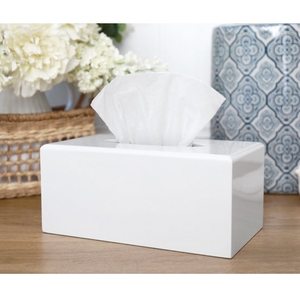 Caja de pañuelos contemporánea con acabado lacado brillante, diseño cuadrado elegante, dispensador de pañuelos con estilo para el hogar, baño, oficina y hotel. - Product Image 2