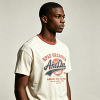 T-shirt personnalisé Kornit DTG avec impression graphique rétro, fabricant OEM, coton respirant, vêtements décontractés pour hommes