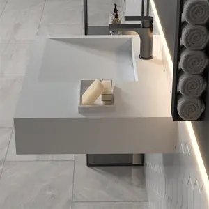 Lavamanos montados en la pared, lavamanos de piedra Artificial de diseño italiano de estilo moderno, cuencos colgantes de superficie sólida para Baño