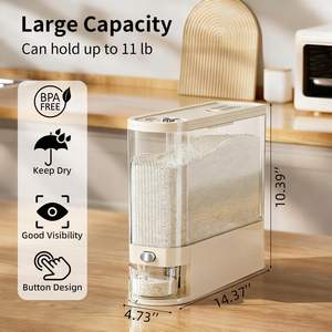 Seau à riz de 5 kg, boîte de rangement scellée pour riz en conserve, farine de riz, qualité alimentaire, avec système de pression - Product Image 2