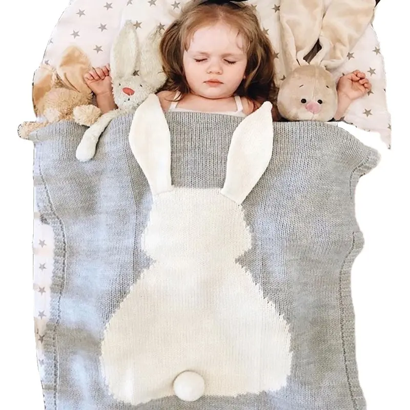 Comforter Ấm Dễ Thương Dệt Kim Sơ Sinh Bé Chăn Big Rabbit Ear Chăn Bọc Trẻ Con Bằng Tả <span class=keywords><strong>Khăn</strong></span> <span class=keywords><strong>Tắm</strong></span> Toddler Bộ Đồ Giường Chăn Cho Trẻ Em