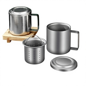 Tazza Termica in Titanio Puro a Doppio Strato con Coperchio Filtrante Antiscottatura, Resistente alle Cadute, per Studenti, Caffè e Tè - Product Image 1