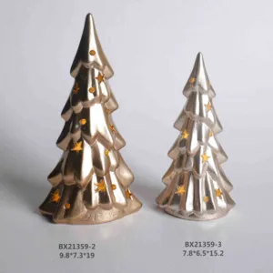 עץ חג מולד קרמי עם אור תה נר אור לבן וקלל סט של 2 מתנה & מלאכה