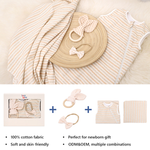 Manta elástica de algodón 100% orgánico con diseño personalizado, conjunto de regalo <span class=keywords><strong>para</strong></span> bebé con diadema a juego - Product Image 2