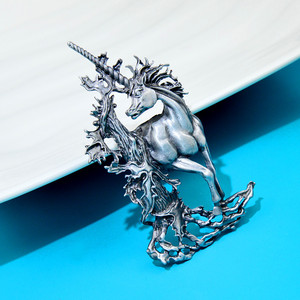 Vintage Retro Bela Fada Cavalo Broche Grande Unicórnio para Mulheres Homens Animal Selvagem Jóias Presente para Casamento Três Cores - Product Image 4