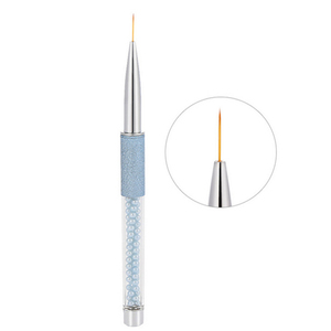 Pinceau liner en nylon à manche perlé givré, avec virole sertie, pour nail art, dessin de lignes et peinture florale sur gel UV - Product Image 6