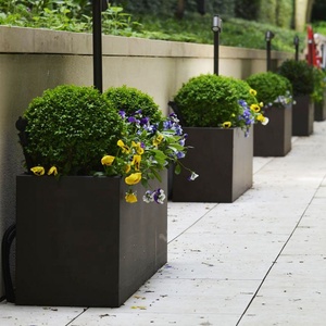 Mueble urbano para exteriores, <span class=keywords><strong>jardineras</strong></span> de metal cuadradas <span class=keywords><strong>grandes</strong></span>, jardín exterior, parque, caja ancha de acero para plantas, macetas para exteriores - Product Image 6
