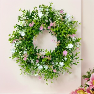 Spring Summer Artificial Lavender Wreath With Butterfly Ornaments Realistic Fake Floral Wreath For Home Wall And Courtyard Decor - Product Image 6