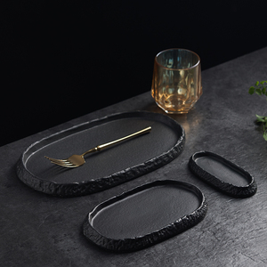 Assiette à dîner ronde en <span class=keywords><strong>porcelaine</strong></span> noire mate de haute qualité, écologique, avec logo personnalisé pour la restauration - Product Image 6