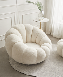Chaise longue pivotante en forme de citrouille canalisée blanche crème <span class=keywords><strong>Boconcept</strong></span> avec repose-pieds - Product Image 4