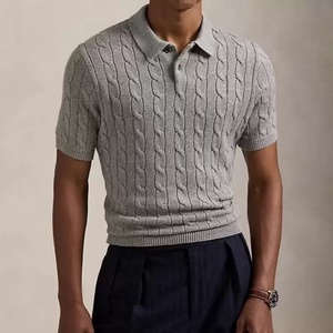 Camiseta de Punto Personalizada con Logotipo Bordado OEM, Polo de Golf de Verano para Hombre, Manga Corta, Cierre de Botones, Diseño de Crochet - Product Image 3