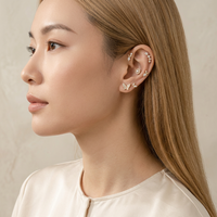 Maina Statement Earrings Hypoallergenic Ear Lip Stud Cat Butterfly Zircon Internally Thread Cartilage Labret Piercing Jewelry