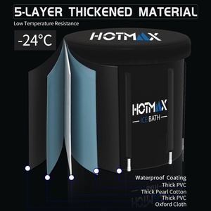 Baignoire à glace portable avec double robinet, pliable, pour la récupération des athlètes, grande cuve à glace pour thérapie par le froid en extérieur - Product Image 4