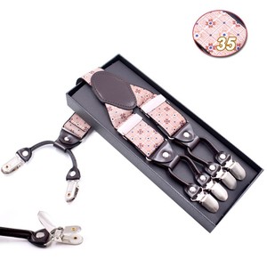 Bretelles en cuir pour hommes, forme en Y, 35 mm de large, avec 6 clips robustes - Product Image 6