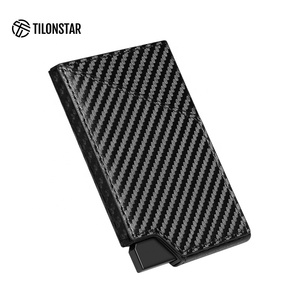 TILONSTAR TVC501 Porte-cartes de crédit fin en aluminium et fibre de carbone Porte-cartes d'identité d'affaires Porte-monnaie en cuir - Product Image 3