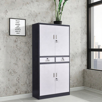 Armoire de classement en acier à deux tiroirs, verrouillable, pour bureau, avec 2 tiroirs et 4 portes