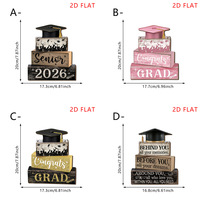 Plaque murale en bois Art Déco pour la saison des diplômes, en forme de chapeau de graduation, trois couches, poudre noire et or, design moderne et simple
