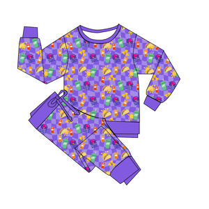 Ensembles bébé en bambou Ensembles de <span class=keywords><strong>sweat</strong></span>-shirts violets Ensembles de sport en bambou Ensembles de jogging écologiques pour enfants Ensembles de sport durables pour garçons - Product Image 2