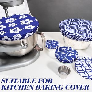 Cotton Reusable in 5 Size Stretch <b>Cloth</b> Fabric Bowl Covers Elastic Food Storage Covers - Product Image 4