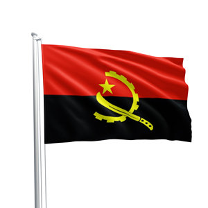 Bandera de Angola Personalizada Barata de 3x5 Pies, Bandera Promocional con Impresión de Logotipo en Blanco de 3x5 Pies - Product Image 1