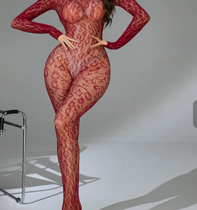 Body Sexy <span class=keywords><strong>in</strong></span> <span class=keywords><strong>Pizzo</strong></span> Trasparente a Maniche Lunghe, Tuta a Rete Elastica per Night Club, Completo Sexy per Pole Dancing da Donna - Product Image 2