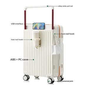 Valise semi-rigide unisexe 20 pouces à ouverture frontale avec poignée large, en ABS+PC, étanche, avec roues universelles - Modèle 2025 - Product Image 4