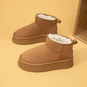 Original High-quality Genuine Leather <strong>Boots</strong> Custom LOGO Thick Bottomed Sheepskin Wool Keep Warm Winter Woman Snow <strong>Boots</strong> - Product Image 1