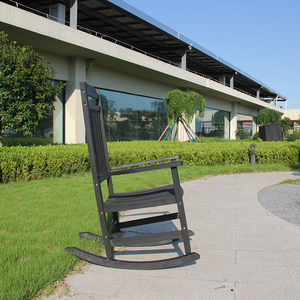 Nouvelle arrivée Chaise berçante de patio en résine plastique résistante aux intempéries noire - Product Image 5