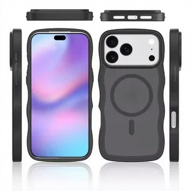 New Arrival Wavy Edge Curly Frame Phone Case for iPhone 17 Pro Max, Fashion TPU PC Magnetic Mobile Phone Back Cover Wholesale
