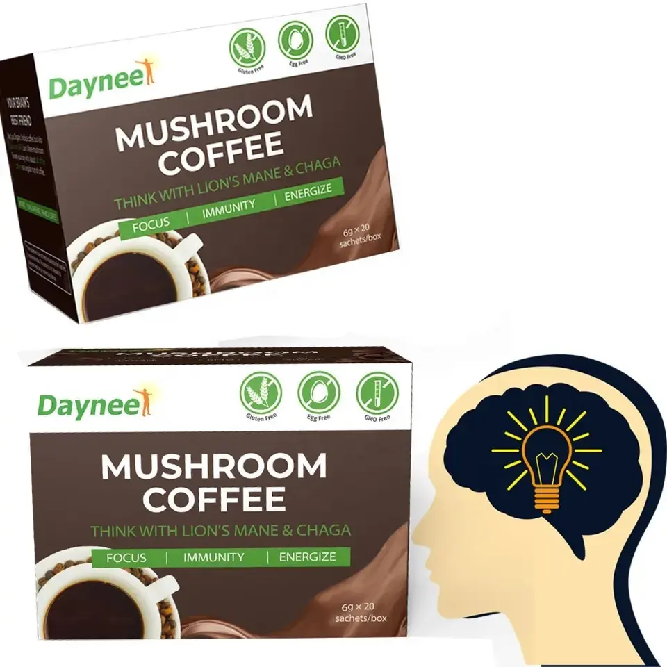 Daynee Mushroom café Chaga Reishi Leones melena polvo instantáneo orgánico hongo café para etiqueta privada