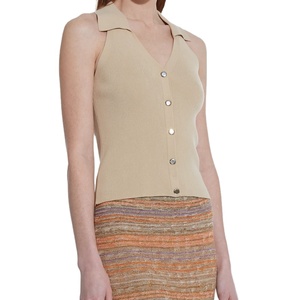 Moda Slim Fit Knitted Women's <span class=keywords><strong>Polo</strong></span> Vest Lady Tank Top. - Product Image 4
