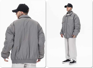 Chaqueta Universitaria de Invierno para Hombre, Talla Grande, Transpirable, con Patrón de Letras Bordadas, Poliéster/Algodón, Elegante - Product Image 5