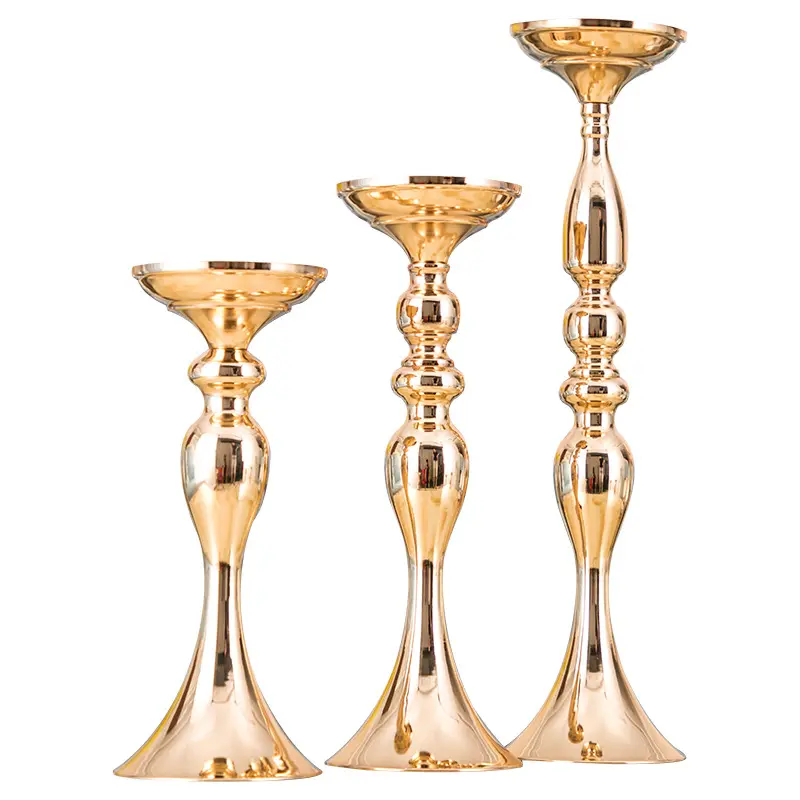 European iron art golden candlestick decoration wedding table centerpiece flowers wedding decor