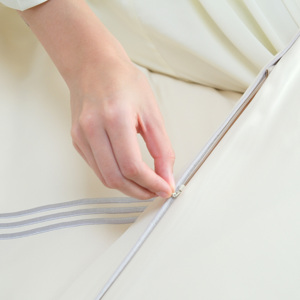 Ivoire couleur broderie 100% bio bambou Viscose 300T tissu ensemble de literie moderne tissé Style taie d'oreiller ajustée drap de lit - Product Image 6