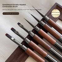 Pinceau double-embout multifonctionnel en bois de santal pour application de vernis gel UV, peinture couleur et mélange de colle