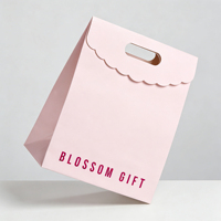 Schöne Luxus-Einkaufstasche mit Bedrucktem Logo und Ausgestanzten Griffen in Rosa für Geschenke und Kosmetikverpackungen