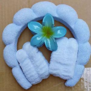 फ्रेंगीपाणी बुलबुला कपड़े स्पंज फेस वॉश वाटरप्रूफ हेयर बैंड बालों वाली महिलाओं के लिए सेट - Product Image 6