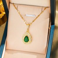 Kalung Liontin Zirkon Baja Anti Karat Berlapis Emas 18K Berkualitas Tinggi Model Bunga Trendy Showfay Unisex