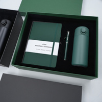 Nouveauté : Coffret cadeau carnet A5 effet cuir avec bouteille isotherme et stylo, coffret cadeau d'affaires haut de gamme pour usage professionnel et bureautique