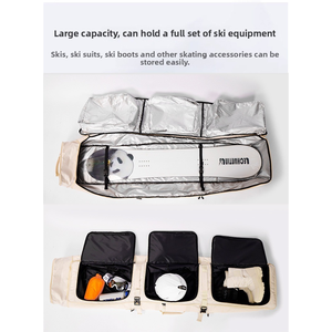 Sac à snowboard professionnel à roulettes 100L, grande capacité, imperméable, avec séparation sèche/humide rétractable - Product Image 4