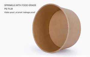 500 Kraft Paper Bowl Food Grade Eco Friendly Take Away Container Paper Bowl For Salad