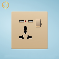 Prise murale multifonctionnelle 13A 250V avec interrupteur, panneau en plastique, prise de courant avec double port USB pour appareils électroménagers