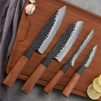 Ensemble de couteaux de chef japonais en acier composite à trois couches de qualité supérieure 9Cr18Mov, manches en bois d'ébène et de santal, pour droitiers
