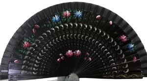 Abanico de mano de madera ecológico de 23 cm con pintura artesanal española para decoración de bodas, artesanía de madera hecha a mano para mujer - Product Image 6