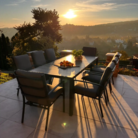 Mobilier de terrasse moderne Ensemble de table longue en aluminium Mobilier de jardin Table à manger pour restaurant Tables et chaises d'extérieur
